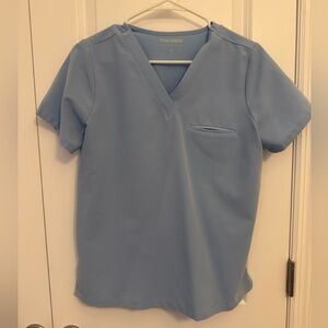 Mandala Women's Light Blue V-Neck Medical Scrub Top